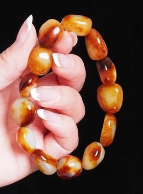 枣红皮籽料原石小籽手链手串