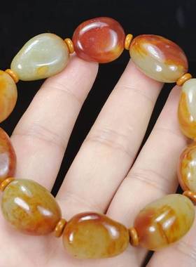 枣红皮原石籽料手串手链