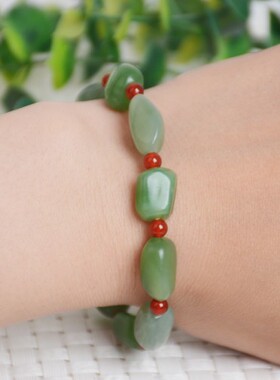 原石手串男女款证书新疆和田玉