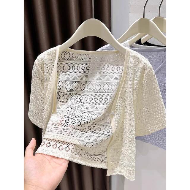 ໂສ້ງຂາສັ້ນ lace lace ສີມ່ວງ