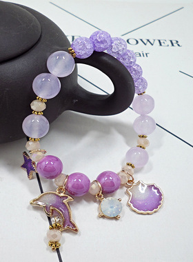 贝壳琉璃串珠百搭水晶手链