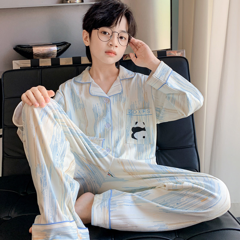Boys' Pajamas Spring and Autumn New Children's Home Clothing Sets Old Boys' Casual Underwear Two-piece Set Children's Clothing Trend