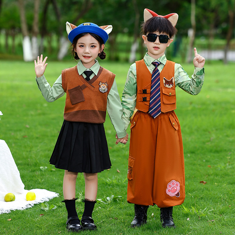 男童套装疯狂动物城尼克狐狸演出服女童朱迪兔子警官儿童cos服装,淘宝优惠券,粉丝福利购,淘宝优惠卷