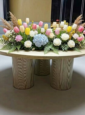 花艺圆桌装饰大堂摆花架艺术桌大厅中间花台酒店花台入户端景台
