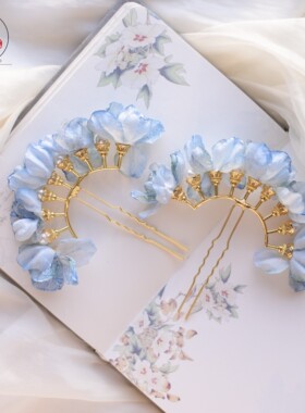 沅思阁排簪绢花仿真发簪
