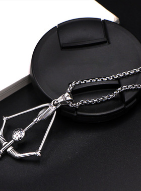 复古丘比特弓箭吊坠项链