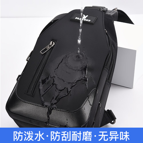 花花公子男士包包单肩包斜挎包潮牌帆布胸包男包大容量夏季小背包 - 图1