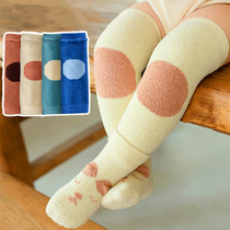 Autumn Winter Baby Lengthened Kneecap Socks Suit Plus Suede Thickened Warm Socks Newborn Baby Sleeping Crawl Leg Guard