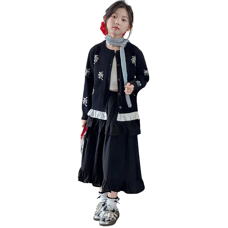 2026春季新款洋气女童亮片刺绣开衫花边裙套装,淘宝优惠券,粉丝福利购,淘宝优惠卷
