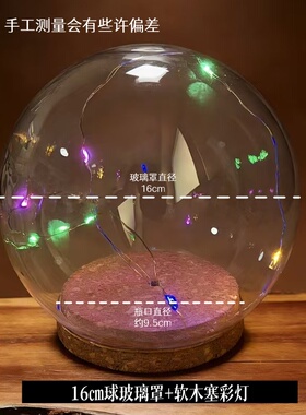 永生花玻璃球形防尘罩软木塞