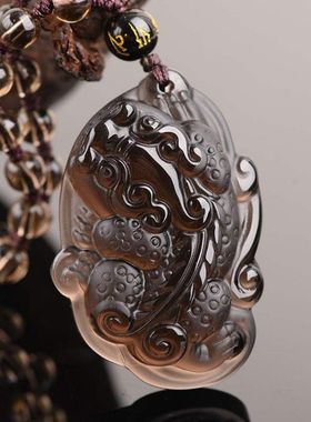 冰种黑曜石一夜暴富貔貅吊