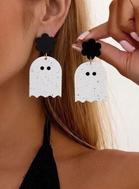 Cute Ghost Flower Pumpkin Acrylic Dangle Earrings for Women