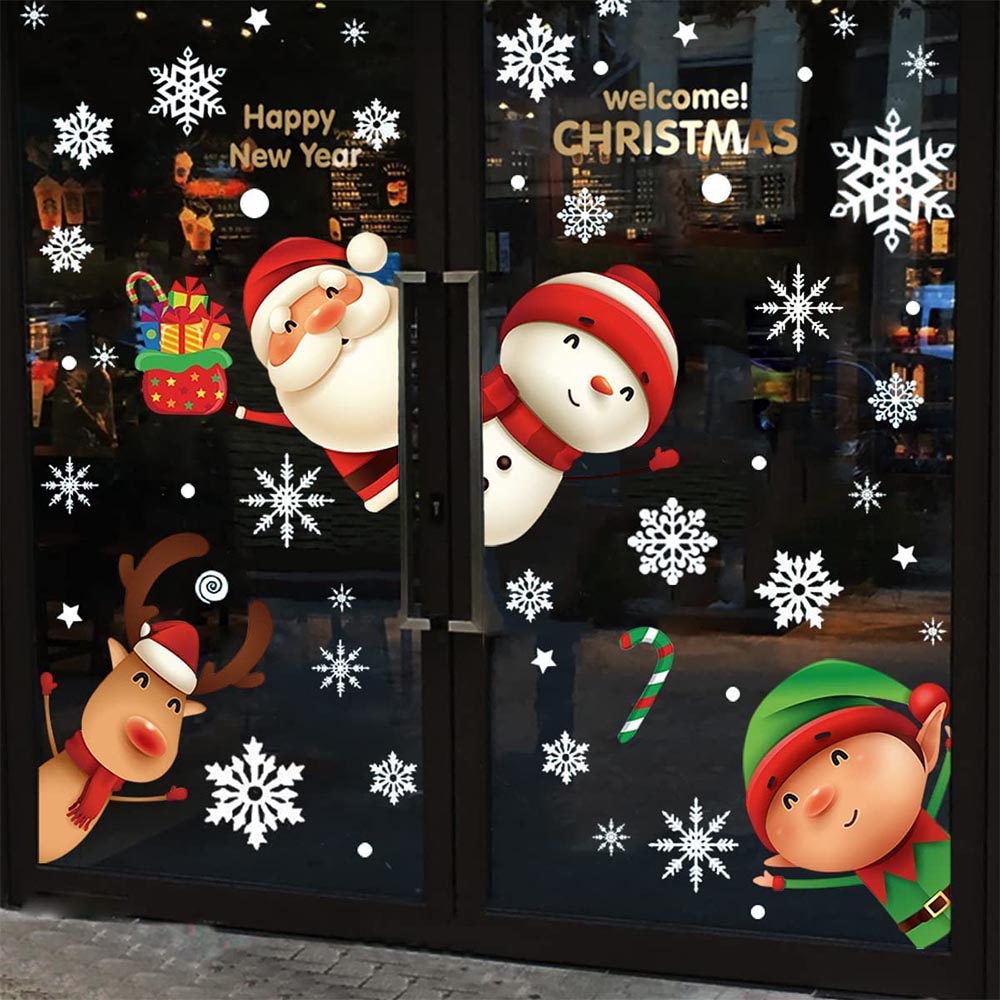 2 Sheet Christmas Snowflake Window Clings Stickers for Glass - 图0