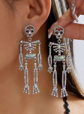 Halloween Skull Pumpkin Drop Earrings for Women Gothic Punk