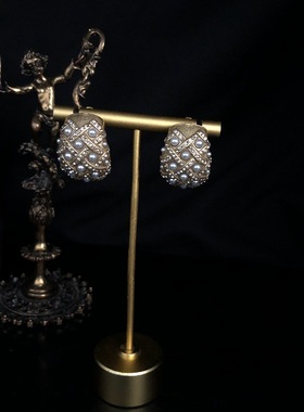 中古风做旧珍珠短款项链耳钉戒指