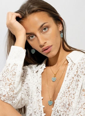 多巴胺珍珠彩色爱心吊坠