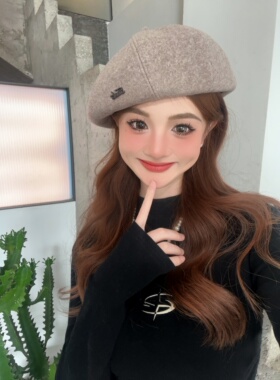 CDLM陈大刘芒 有型不塌毛呢贝雷帽女秋冬南瓜帽洋气显脸小画家帽