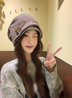 CDLM陈大刘芒复古纽扣堆堆帽女秋冬季小众百搭废土风包头冷帽保暖