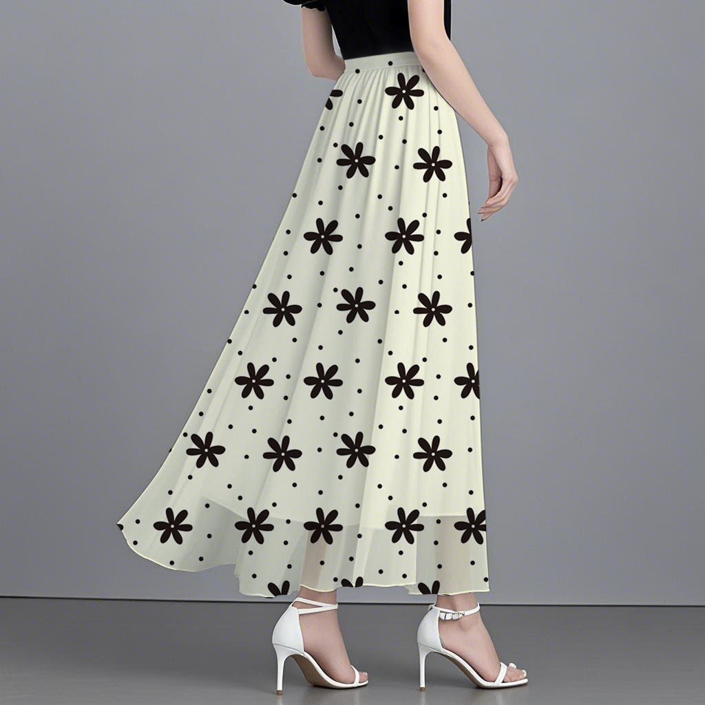 雪纺长裙遮肚子宽松印花松紧腰时尚中长款女士碎花高腰跳舞裙子,淘宝优惠券,粉丝福利购,淘宝优惠卷