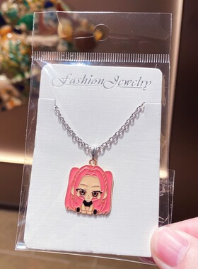 跨境欧美爆款KPOP猎魔女团项链跨境畅销小饰品卡通女孩吊坠外贸