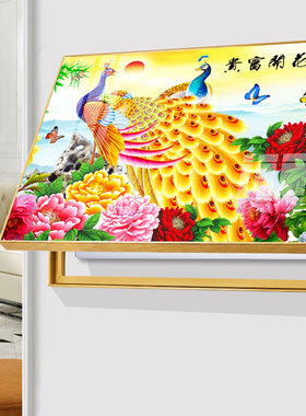 免打孔中式孔雀电表箱装饰画
