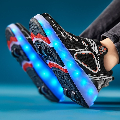 Детские двухколесные коньки для мальчиков, спортивные шнурки на четырех колесах