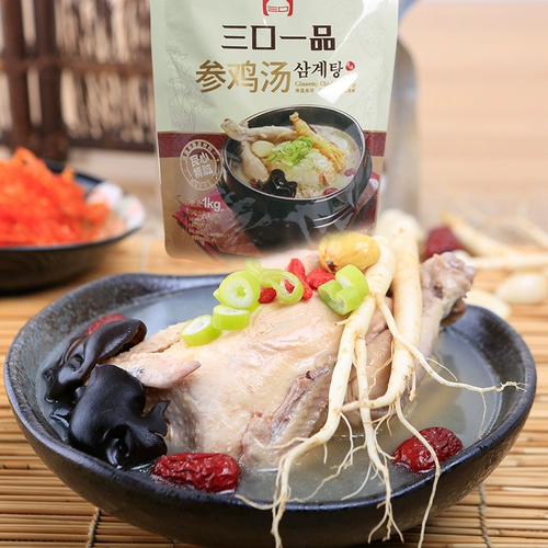 三口一品 Суп суп корейский стиль женьшень куриный суп рис женьшень сумка для ювенильной пищи питатель