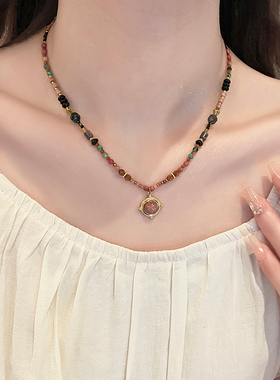 手工天然石串珠项链女2025新款