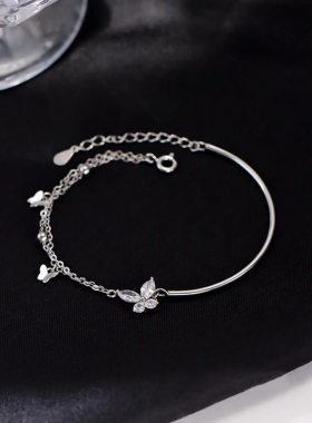 轻奢银色蝴蝶手链女款闺蜜礼物