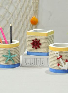 地中海风木质笔筒工艺品