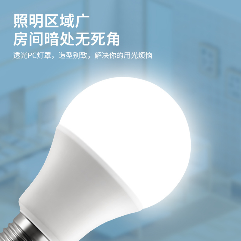 led灯泡4000K球泡自然光e27螺口暖白光护眼5w7w9w12w15w25w中性灯 - 图1