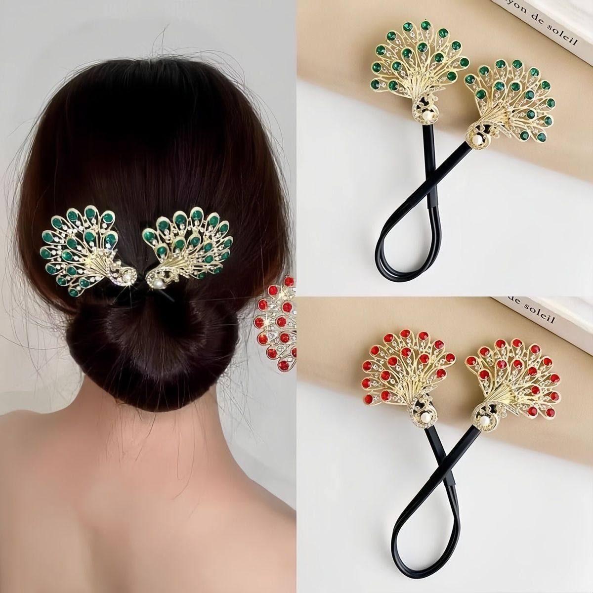 高级感复古孔雀发夹女后脑勺花苞头盘发器懒人丸子头扭扭夹子头饰,淘宝优惠券,粉丝福利购,淘宝优惠卷