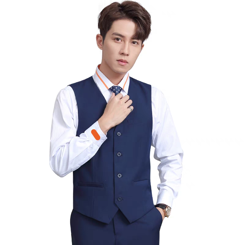 雷克萨斯4S店工作服男马甲宝蓝色修身免烫男西装马甲上班职业正装 - 图1