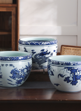 帛画陶瓷鱼缸明清古典客厅