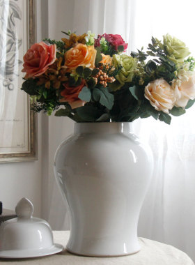 景德镇蓝色将军罐玄关收纳摆件