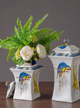 欧式风手绘陶瓷花瓶样板间摆件