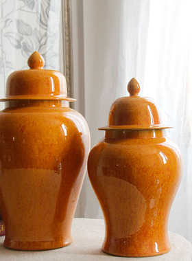 麦穗陶瓷玛瑙将军罐中式风花瓶