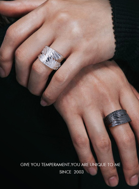 羿采男女守护天使翅膀银戒