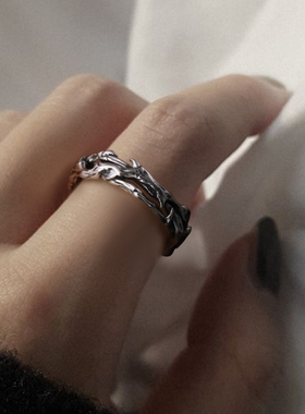 羿采男女生情侣925纯银戒指荆棘