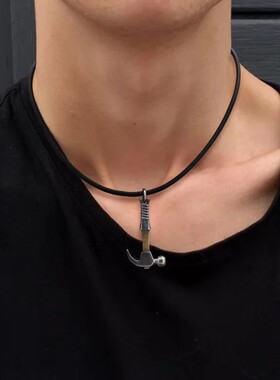 羿采925银男士工具吊坠项链