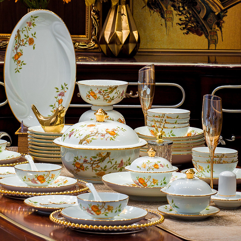 碗家用2026新款高颜值景德镇餐具套装轻奢陶瓷碗盘乔迁奢华礼盒