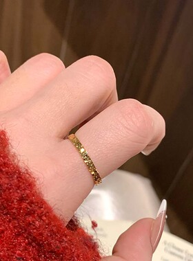 极细碎冰冰戒指女小众设计素圈戒指女轻奢高级感尾戒女小指食指环