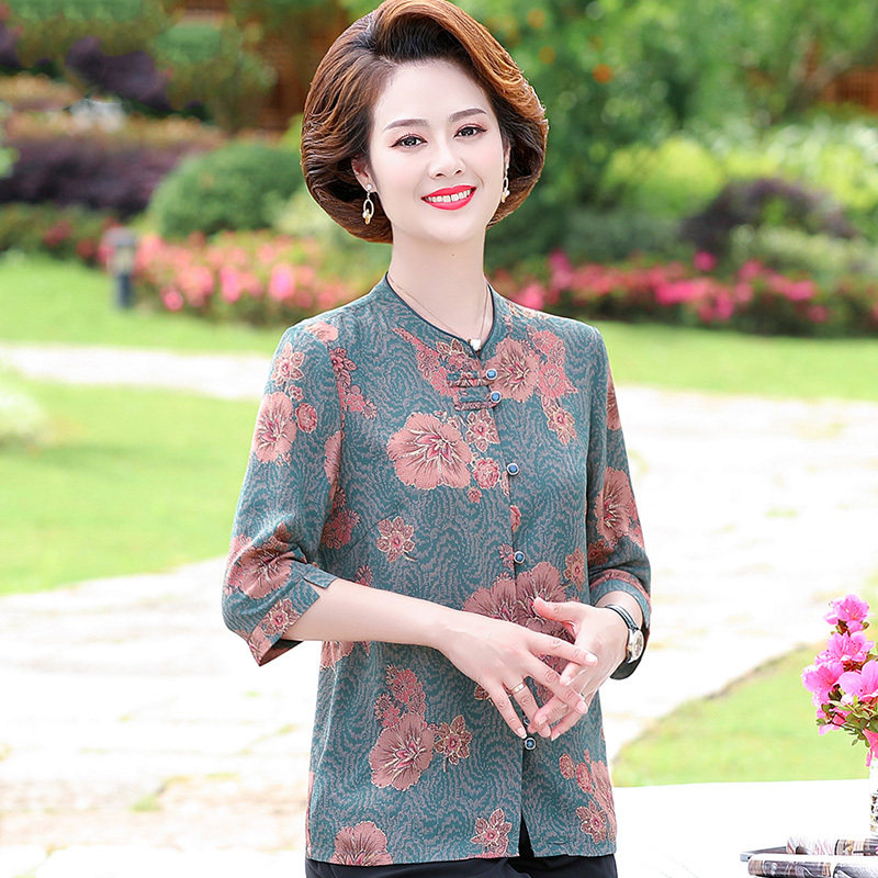 妈妈夏装民族风复古60岁夏季衬衫 追梦公主服饰中老年女装