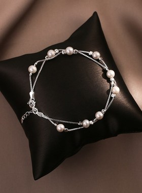 满天星双层珍珠女生手链浪漫个性小D众设计感精美礼物送女友生日