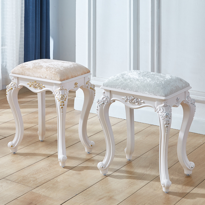 欧式美式梳妆台凳子化妆凳软包小方凳家用椅美甲凳45厘米高餐桌凳-图0