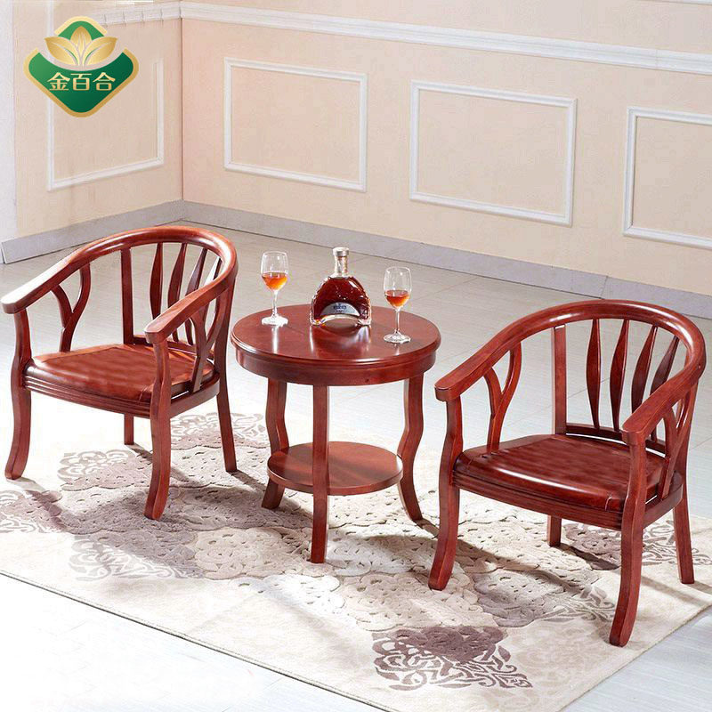 酒店宾馆客房实木圈椅茶几客厅单人卧室阳台休闲椅老人沙发椅子