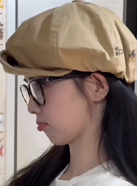白鹿同款日系翻檐八角帽女春夏天可爱甜美复古云朵帽显脸小贝雷帽
