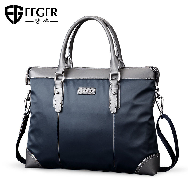 斐格男士手提包帆布休闲公文包 feger千恒男士包袋