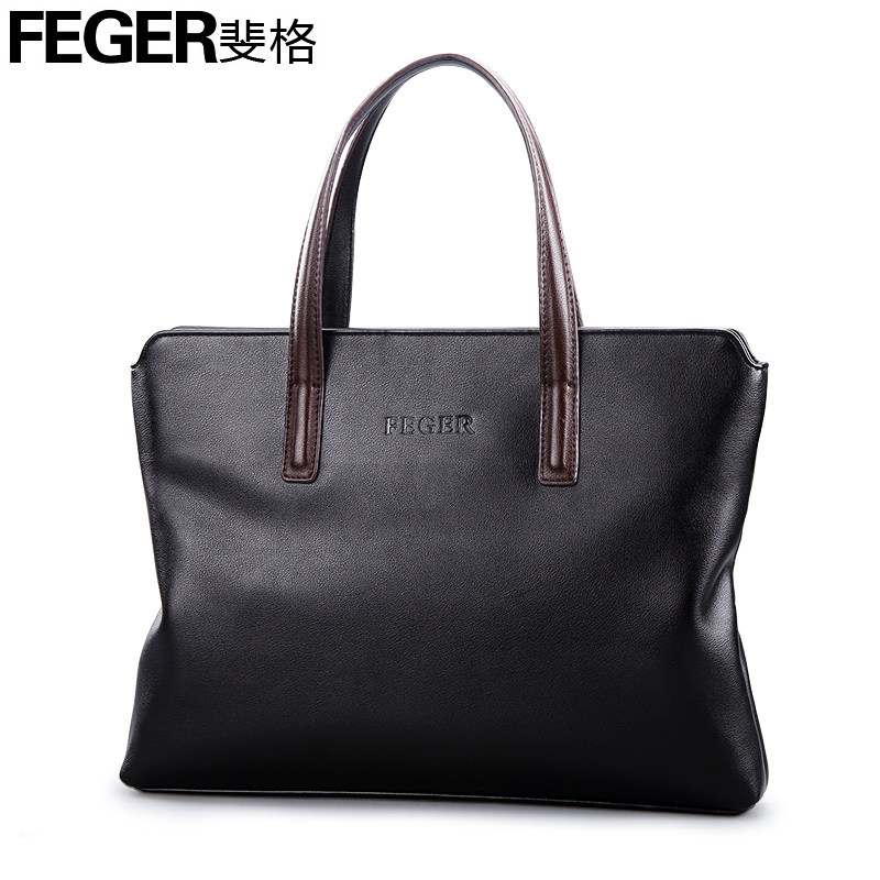 斐格手提包男士新款14寸男款文件包 feger千恒男士包袋