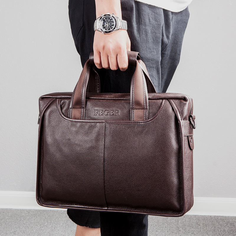 斐格真皮商务手提包新款潮公文包 feger千恒男士包袋
